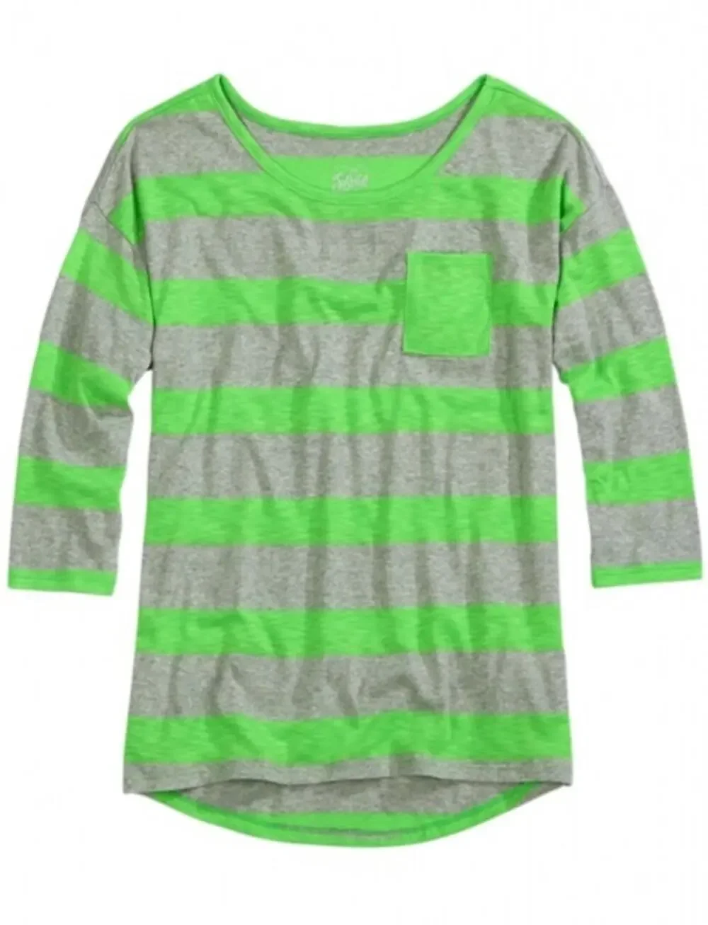 Justice Girl’s Green Gray Striped Shirt Kid’s Youth Size 7